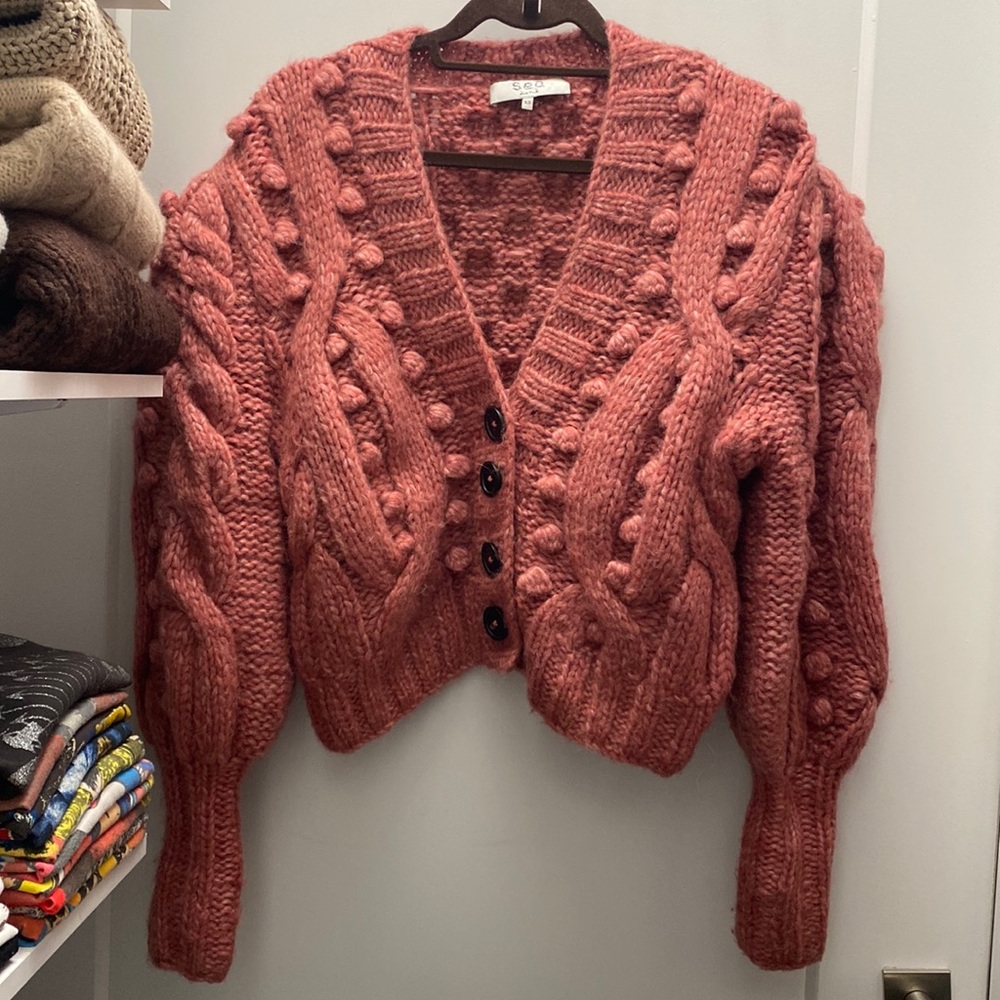 Sea puff sleeve cardigan